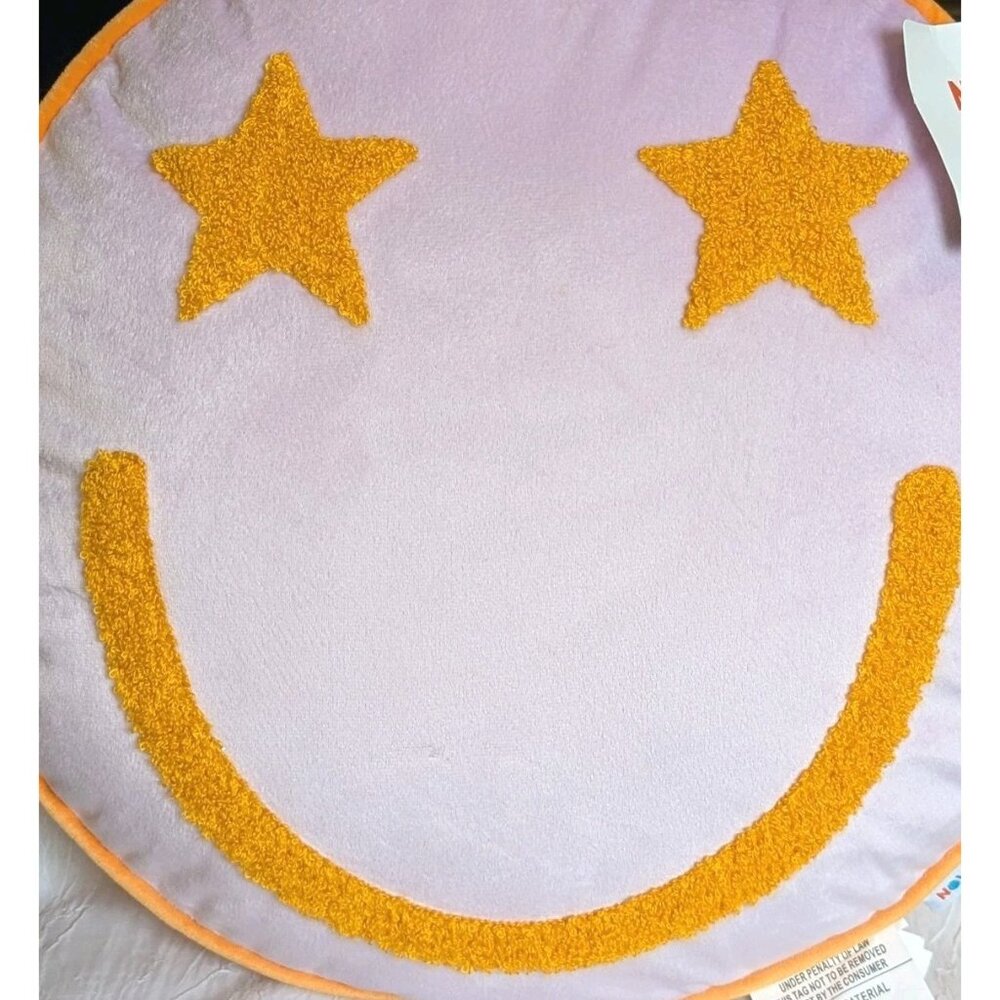 Novagratz Pillow Smiley Face Accent Cushion Stars Home Happy Decorative Throw - Picture 9 of 13